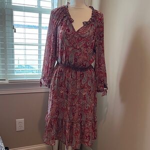 Talbots Red and Blue Paisley Dress